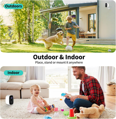 Tziarp 2K 2-Way (2.4GHz UHD Smart Wireless Security Camera Indoor/Outdoor,Battery Powered WiFi Camera with Color Night