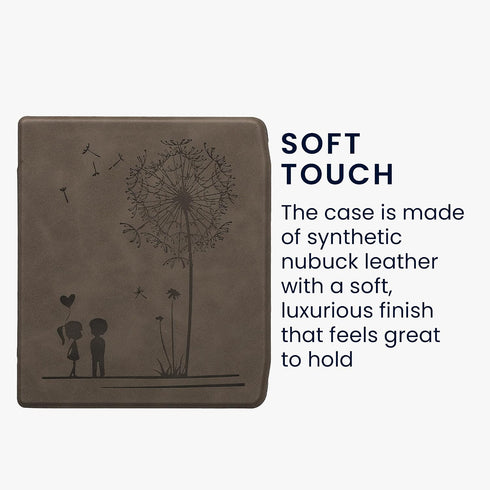 kwmobile Stylish Grey Dandelion eReader Case for Pocketbook Era - Slim & Durable