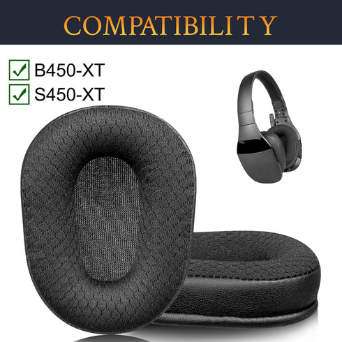 SOULWIT Mesh Fabric Earpads Replacement for BlueParrott B450/S450(450XT 450 XT) Noise Cancelling Bluetooth Headset, Ear Pads Cushions with High-Density Noise Isolation Foam - B450XT MF Black