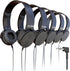 Wired On-Ear Leather Headphones, 3.5mm Connector, Round Metal Housing, Bulk Wholesale, Black Color, 5 Pack
