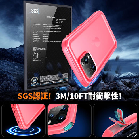 Cozycase Waterproof Case for iPhone 13 Pro, Pink Full Body Dustproof Shockproof Rugged Cover