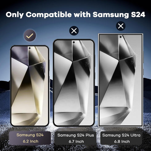 AACL 2 Pack for Samsung Galaxy S24 Screen Protector Tempered Glass 9H Bubble Free Fingerprint Unlock Compatible Case Friendly Anti Scratch Durable with Alignment Tool