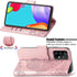 Wallet Case for Galaxy A52 4G/5G, PU Leather Flip Cover with Wrist Strap, Cash Credit Card Slots, Emboss Butterfly