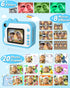 Kids Instant Print Camera, 1080p Ink Free Printing Dinosaur Camera for Ages 3-12, Christmas Birthday Gifts, Blue