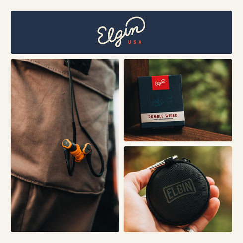 Elgin Rumble Wired Earplug Headphones, In-Ear Earbuds with Mic, 3.5mm Jack, IP67 Waterproof, Noise Isolating