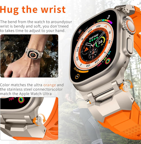 Rubber Band for Apple Watch 49mm 46mm 45mm 44mm 42mm, Luxury Silicone Sport Bands for Men iWatch Ultra & Series