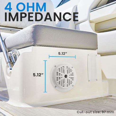 Pyle 4 Inch Dual Marine Speakers, Waterproof Outdoor Audio Stereo Sound System - 1 Pair, PLMR41W (White)
