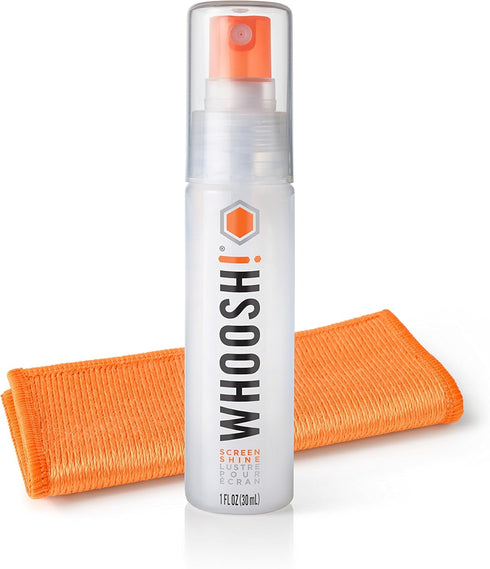 WHOOSH! Screen Cleaner Spray and Wipe - 1 fl oz + Microfiber Cloth - Travel Size Electronic Cleaner Kit for Car,