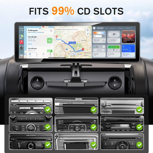 iGoevo 7"10.26" Extended Arm CD Slot CarPlay Screen Mount Higher Viewing Position for Better Visibility, Extra