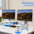 Dual Monitor Stand Riser for 2 Monitors, Adjustable Wooden Desktop Organizer Stand with Smartphone Holder, White