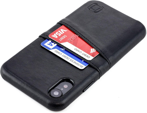 Dockem Wallet Case for iPhone XR, Built-in Metal Plate for Magnetic Mounting, 2 Credit Card Holders, 6.1" Black Exec M2
