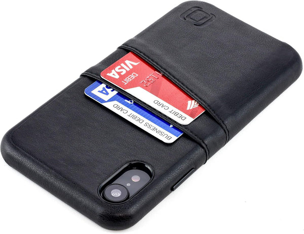 Dockem Wallet Case for iPhone XR, Built-in Metal Plate for Magnetic Mounting, 2 Credit Card Holders, 6.1" Black Exec M2