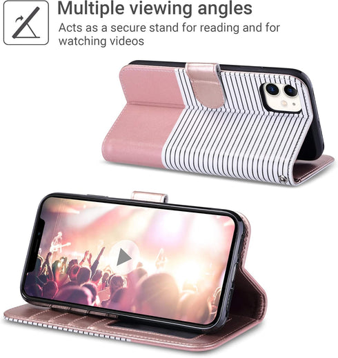 ULAK Compatible with iPhone 11 Wallet Case with Card Holder, PU Leather Flip Cover with Kickstand Magnetic Closure, TPU
