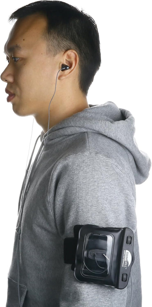 Waterproof MP3 Player Pouch For Swimming - Key Holder Case with Adjustable Armband and Neck Lanyard for Arm Wrist or