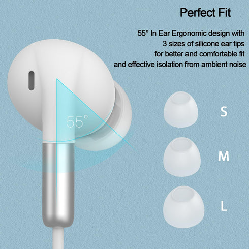 DUKABEL USB in-ear Headphones, White Gaming Earphone Headset with Microphone for PC/PS4/PS5, Live Conference, Video