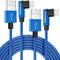 90 Degree iPhone Charger 6FT 2Pack, Apple MFi Certified Lightning Cable, Long Nylon Right Angle Fast Charging