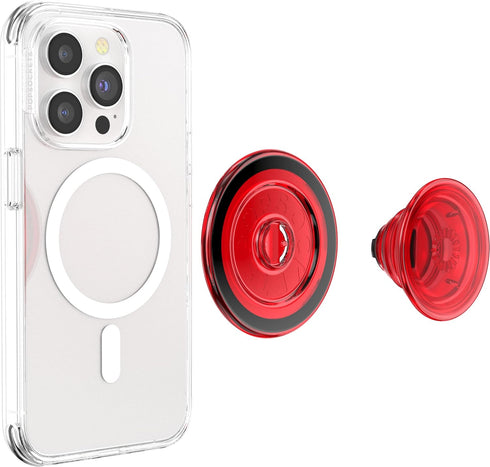 PopSockets Phone Grip, Danger Red Translucent, Compatible with MagSafe, Wireless Charging