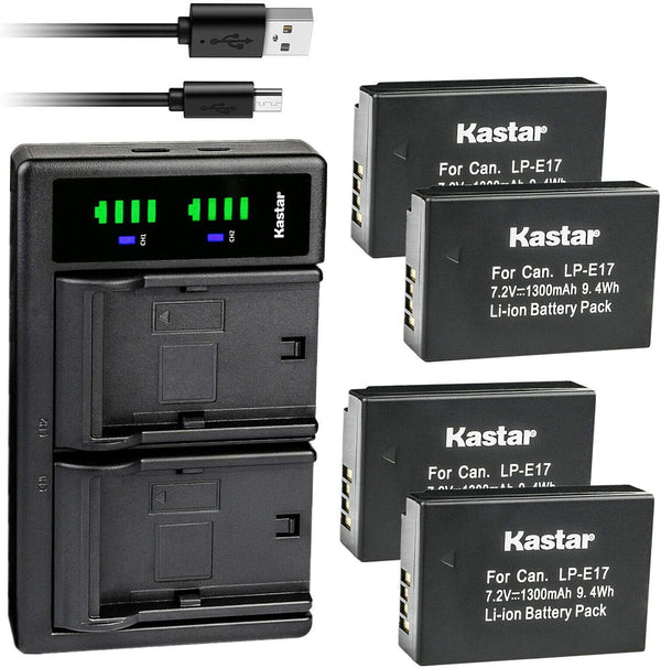 Kastar 4-Pack Battery and LTD2 USB Charger for Canon EOS M6, M6 Mark II, 77D, 750D, 760D, 800D, EOS RP