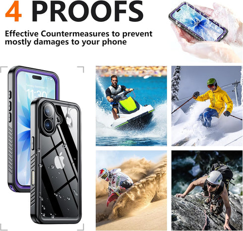 SPIDERCASE 17 12FT for iPhone Case Waterproof, Built-in Lens & Screen Protector, Full Heavy Duty Protection, Military