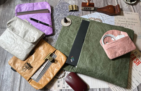 Vintage Tyvek Paper Tablet Sleeve Case, Water Repellent Bag for iPad, Surface, Galaxy Tab, 12inch Laptop Organizer