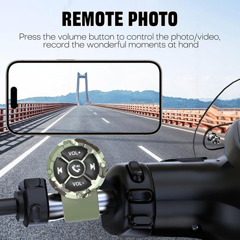 GLOBELEC Wireless Bluetooth Media Remote Button,Adjustable Direction Waterproof Controller,Steering Wheel Control