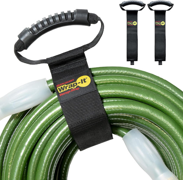 Easy-Carry Wrap-It Storage Straps - 28” (2-Pack) Heavy-Duty Hook and Loop Extension Cord Carrying Strap