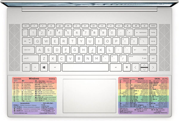 SYNERLOGIC Windows + Word/Excel Quick Reference Guide Keyboard Shortcut Stickers, No-Residue Vinyl (Rainbow)