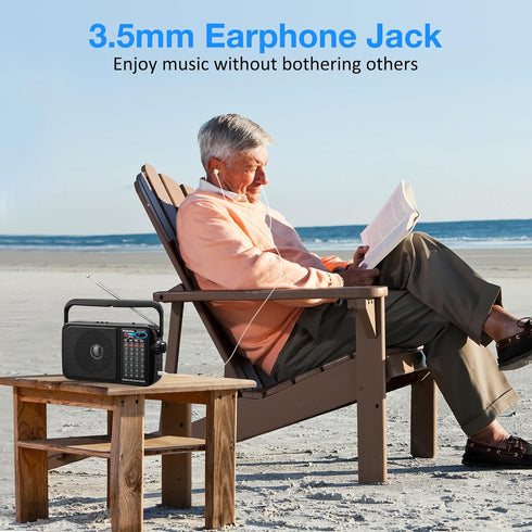 Gelielim Radio Portable AM FM with Bluetooth - Loud Speaker, Plug in Wall or Battery Powered, Great Gifts for Seniors