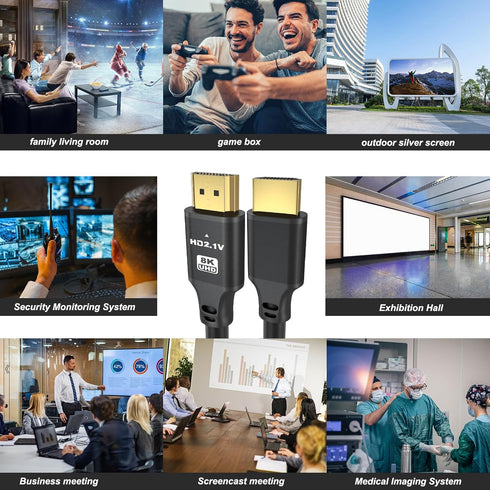 3.3FT, 8K@60Hz 4K@120Hz, 48 2.1 PS5, Short Hdmi Cable Gbps Ultra High Speed Hdmi cord with Gold-plated Connectors