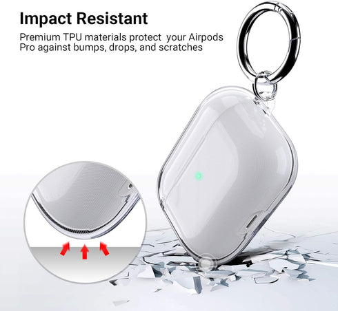 ULAK Clear Case for Airpods Pro 1st Generation, Soft TPU Transparent Shockproof Cover with Keychain, Front LED Visible