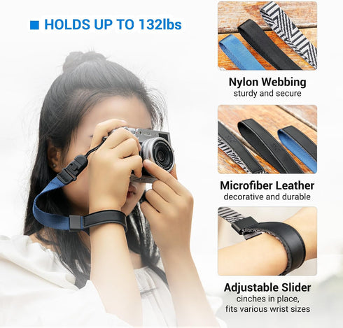X100VI X100V A6500 RX100 G7X 60kg KIWIFOTOS Camera Wrist Strap Quick Release Hand Strap for Fuji Sony VI Canon DSLR