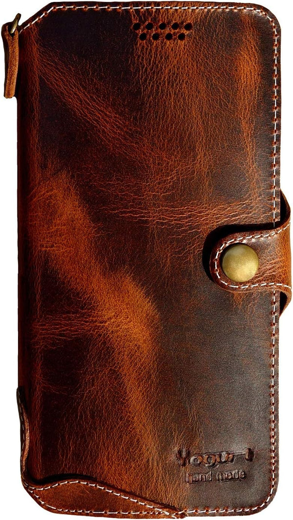 Yogurt Case for Google Pixel 9 Pro XL, Genuine Leather Wallet Cover for