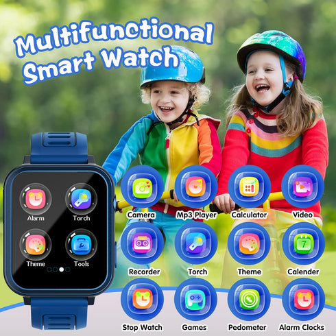 Smart Watch for Kids with 24 Puzzle Games, HD Touch Screen, Camera, Pedometer, Alarm Clock for 4-12 Year Olds