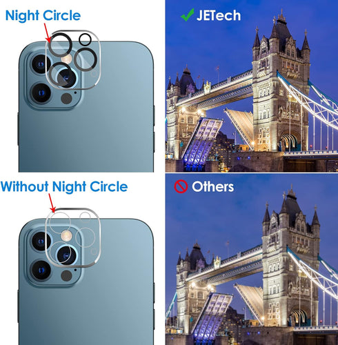 JETech 3-Pack Camera Lens Protector for iPhone 12 Pro 6.1", HD Clear, 9H Tempered Glass, Anti-Scratch, Case Friendly.