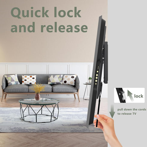 UL Listed Fixed TV Wall Mount - Fits 37-82 Inch TVs, Low Profile Bracket with Quick Release Lock, Max VESA 600x400mm