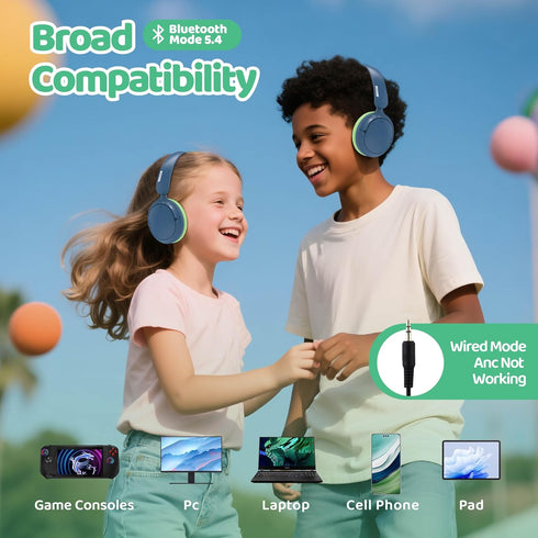 Cancelling,68H 85/94dB MIDOLA Kids Bluetooth Headphones Active Noise Play Time,Lightweight Wireless Foldable Over-Ear