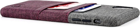 Dockem Wallet Case for iPhone Xs Max (6.5") - Luxe M2 Synthetic Leather, Maroon & Grey, Built-in Metal Plate for
