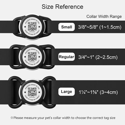 QR Code Airtag Holder - Waterproof Full Body Protection Anti-Lost Case for Dog, Cat, Collar, Backpack (Black, Small)