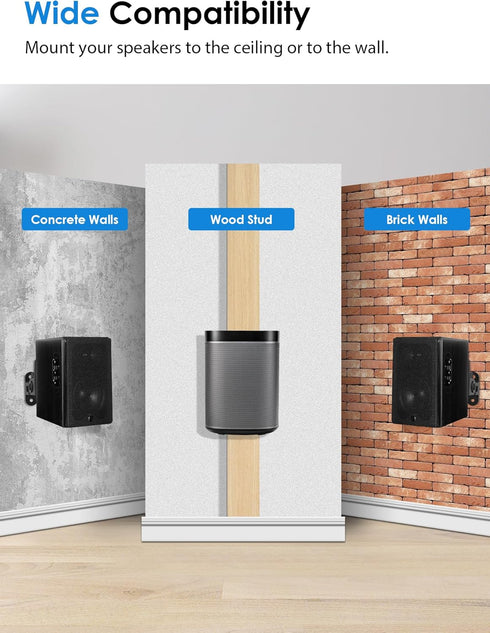 Speaker Wall Mounts, Universal Mounting Bracket for Small Surround Sound Speakers, Compatible with Bose, JBL, KEF