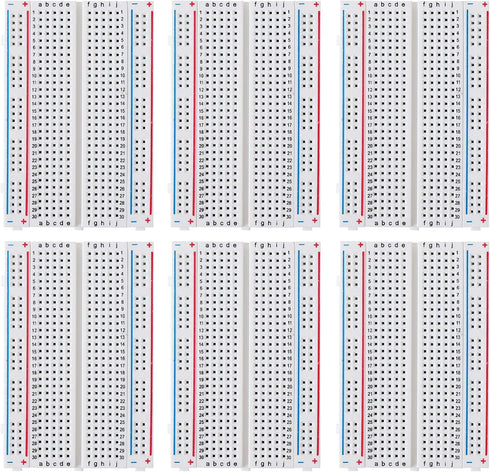 breadboard Set Prototype Board - 6 PCS Solderless 400 Pin Board Kit for Raspberry Pi and Arduino Projects