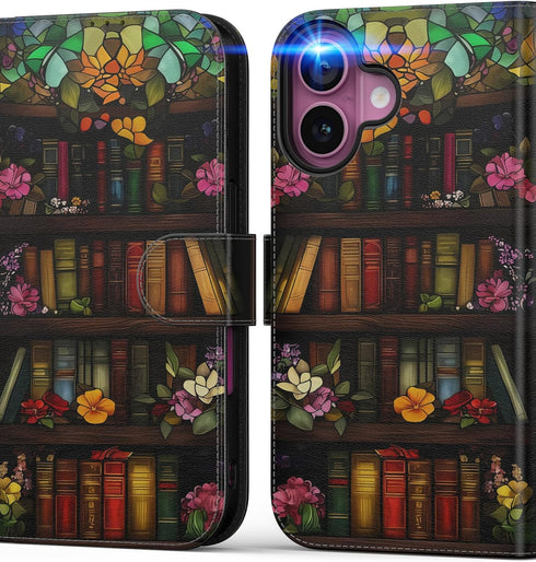 DEENAKIN for iPhone 16 Wallet Case with Card Holder + Cash Clip, RFID-Blocking,