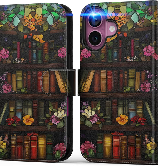 DEENAKIN for iPhone 16 Wallet Case with Card Holder + Cash Clip, RFID-Blocking,
