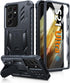 FNTCASE Samsung Galaxy S21 Ultra Case: Rugged Military Grade Shockproof TPU Cover with Kickstand, Matte Black, 6.8"