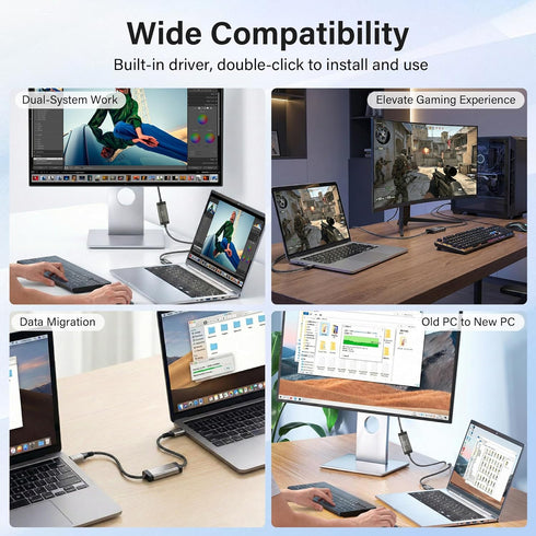 3.0 2 2 Elecan High Speed USB PC to PC Transfer Cable FT for Windows & macOS, USB A to A Direct Data Sync Link Bridge