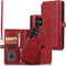 Asuwish Wallet Detachable Cover for Samsung Galaxy S23 Ultra 5G, Leather Flip Credit Card Holder with Magnetic Back, Red