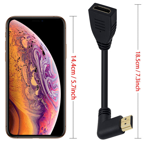Poyiccot 8K HDMI Extension Cable, 90 Degree Left Angle Male to Female HDMI 2.1 Adapter, 48Gbps, 0.5feet