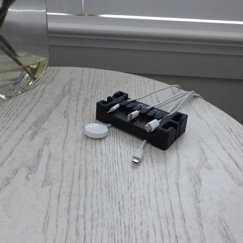 DeskBrick by CordBrick, Black Heaviest Weighted Cord Organizer for Desktop, Phone Stand & Cable Management Gift