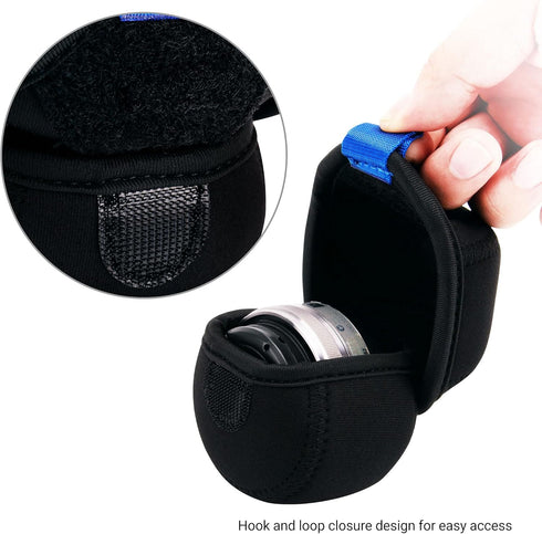 JJC Water Resistant Neoprene Camera Lens Pouch Case, Fold-Over Lens Bag for Mirrorless Lenses Up to 2.4 x 1.6 (D X H)