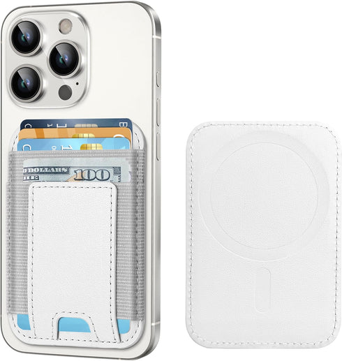Upgraded Magsafe Wallet, Strongest Magnetic Wallet for iPhone with 2 Card Slots, Vegan Leather, Fits 7 Cards