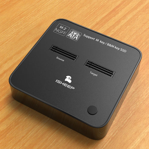 isheep M.2 3.1 (5Gbps) SATA SSD Docking Station, USB Offline Cloner & Duplicator, One-Button Backup, Tool-Free Plug